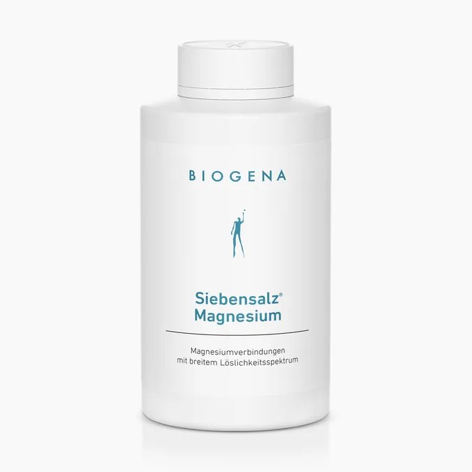 Biogena, Siebensalz® Magnesium, Fľaša, biela, Zlúčeniny horčíka so širokým spektrom rozpustnosti