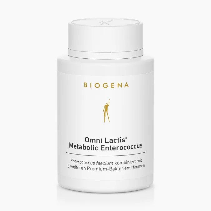 Biogena, Omni Lactis® Metabolic Enterococcus, Fľaša, biela, Enterococcus faecium kombinovaný s 5 ďalšími prémiovými bakteriálnymi kmeňmi